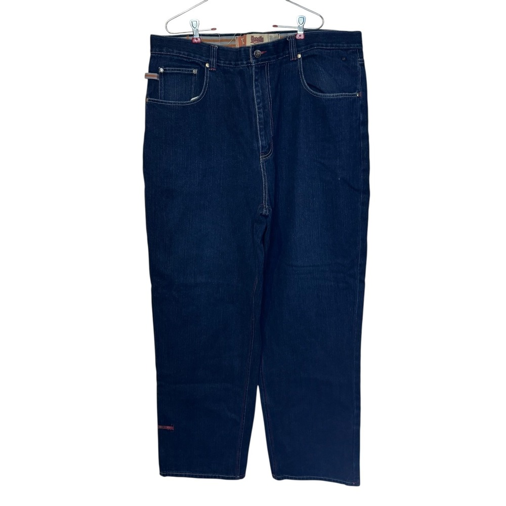 Varcity Men's Jeans‎ Vintage Y2K Streetwear Hip Hop Loose Fit Dark Blue 42X34